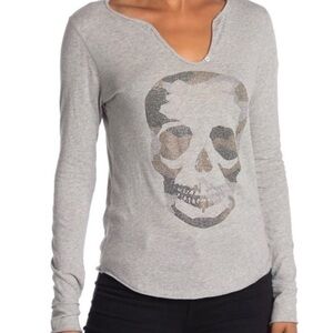 Zadig & Voltaire Tunisian Glitter Skull long sleeve tshirt